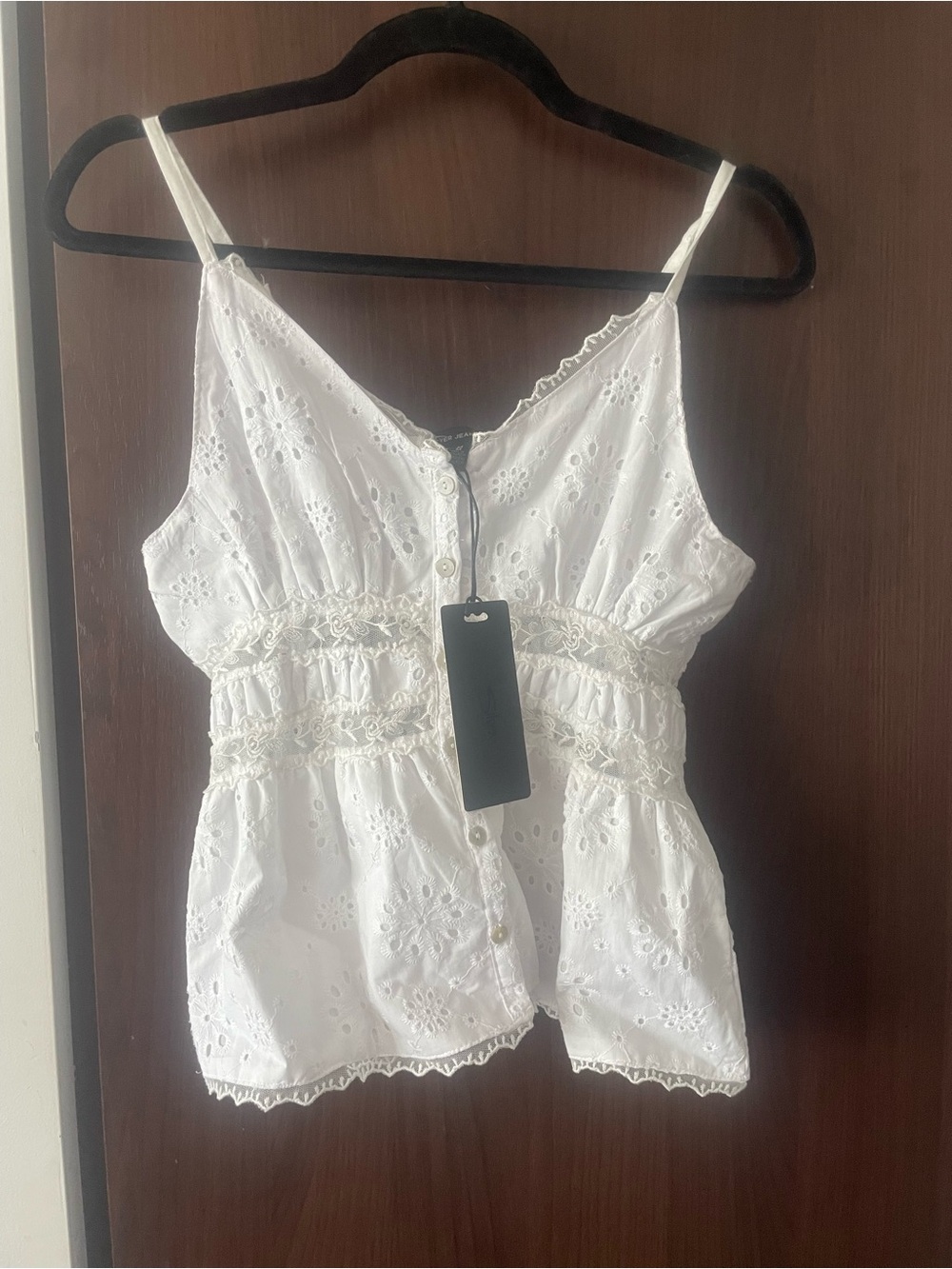 Silver jeans white crop tank lace NWT